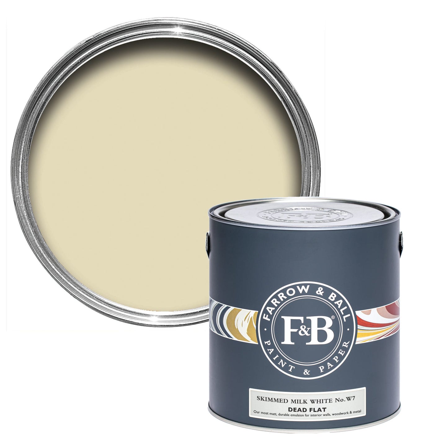 Farrow & Ball Skimmed Milk White No. W7 - Dead Flat 750ml