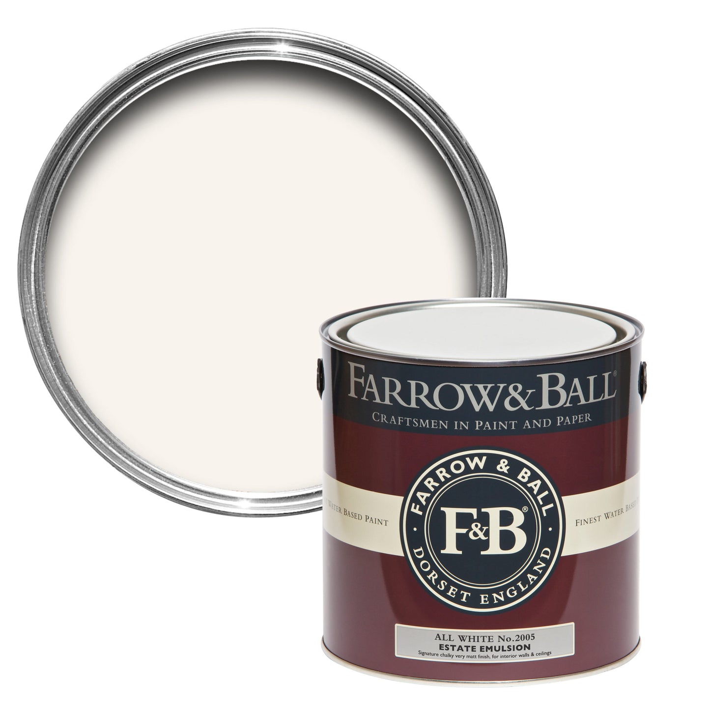 Farrow & Ball 2.5L Estate Eggshell All White No.2005 paint