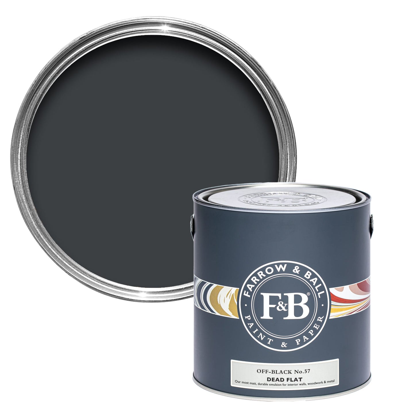 Farrow & Ball Off-Black No. 57 - Dead Flat 2.5L