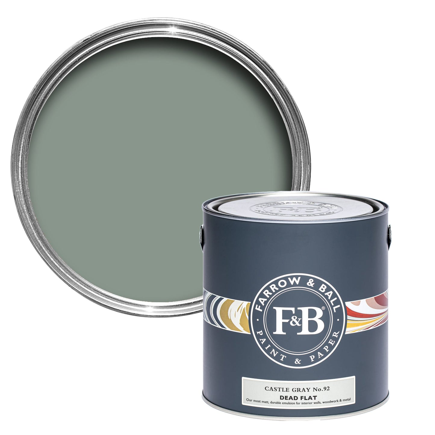 Farrow & Ball Castle Gray No. 92 - Dead Flat 750ml