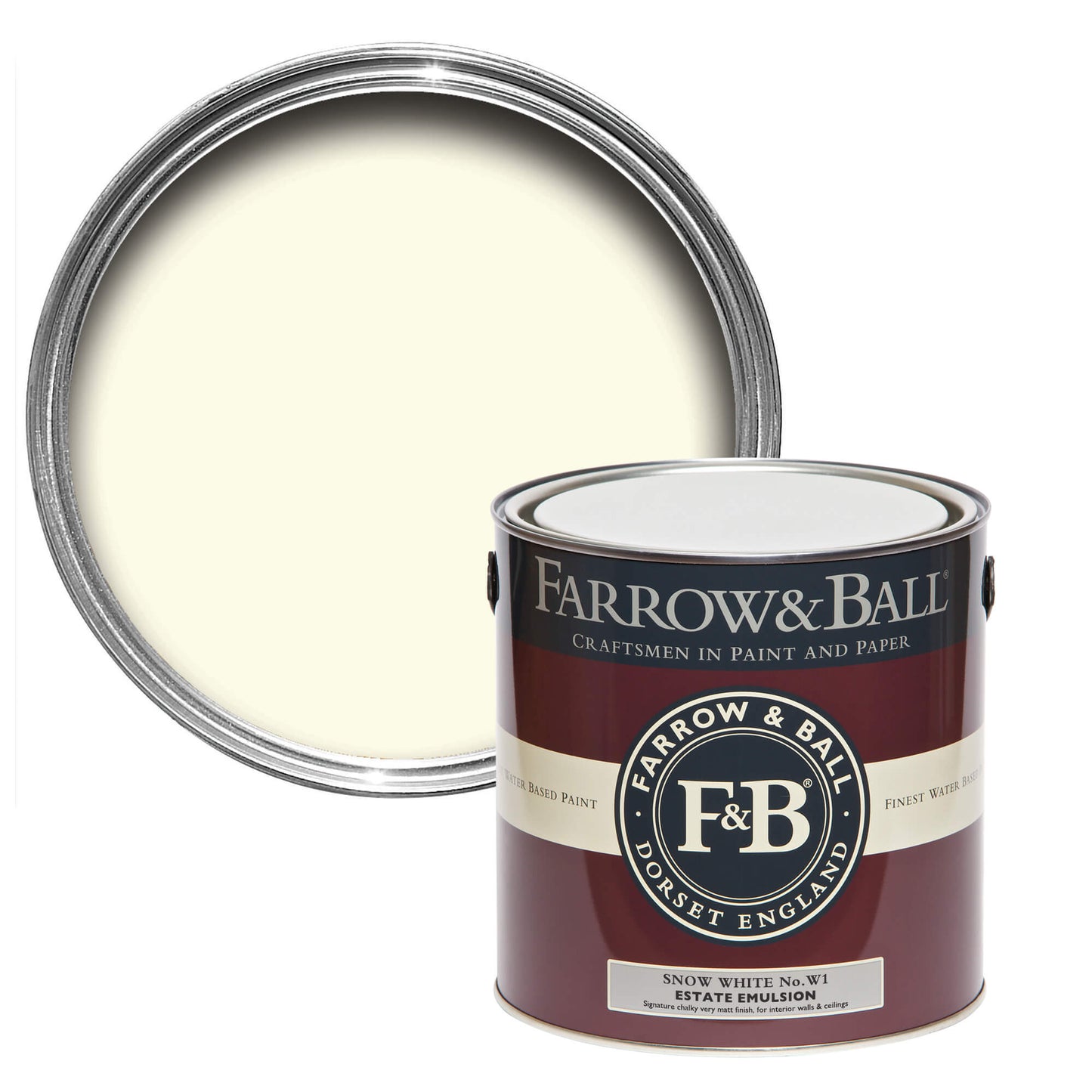 Farrow & Ball Snow White No. W1 - Flat Eggshell 750ml