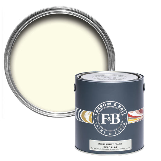 Farrow & Ball Snow White No. W1 - Dead Flat 2.5L