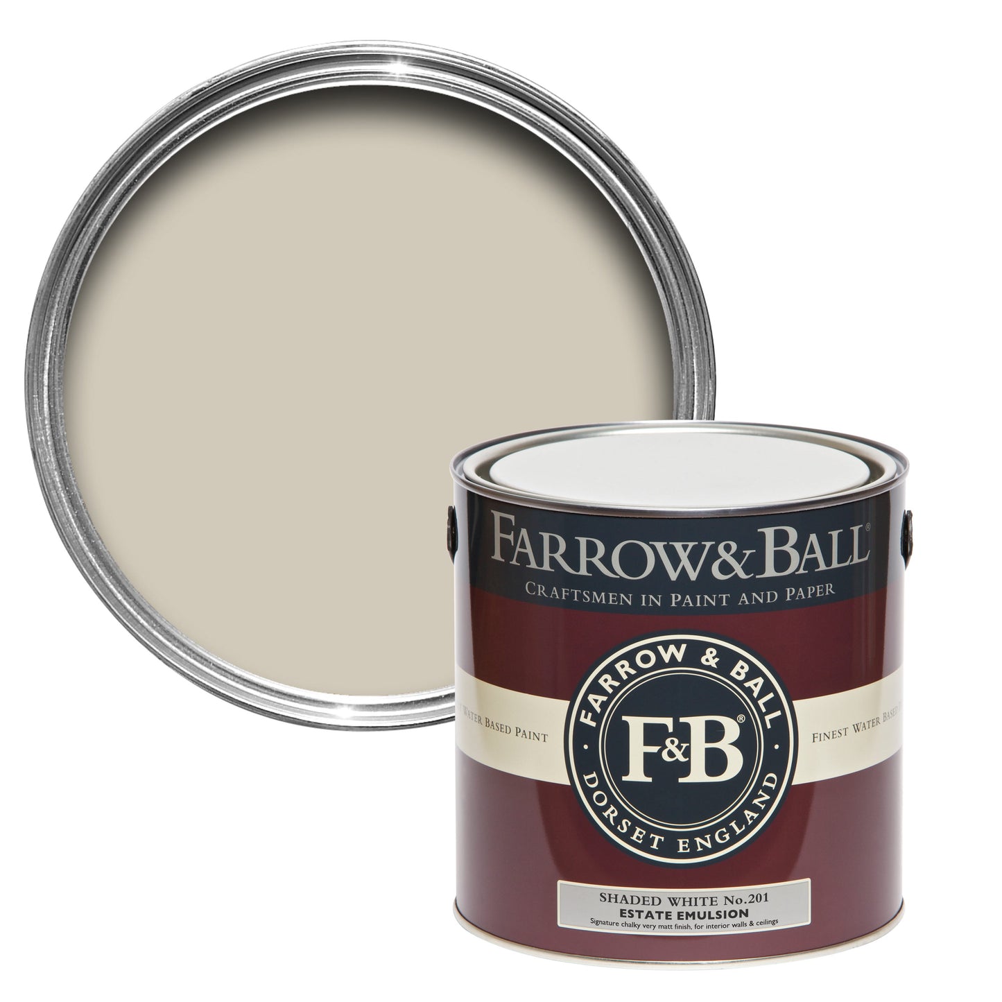 Farrow & Ball Shaded White No. 201 - Estate Emulsion 2.5L