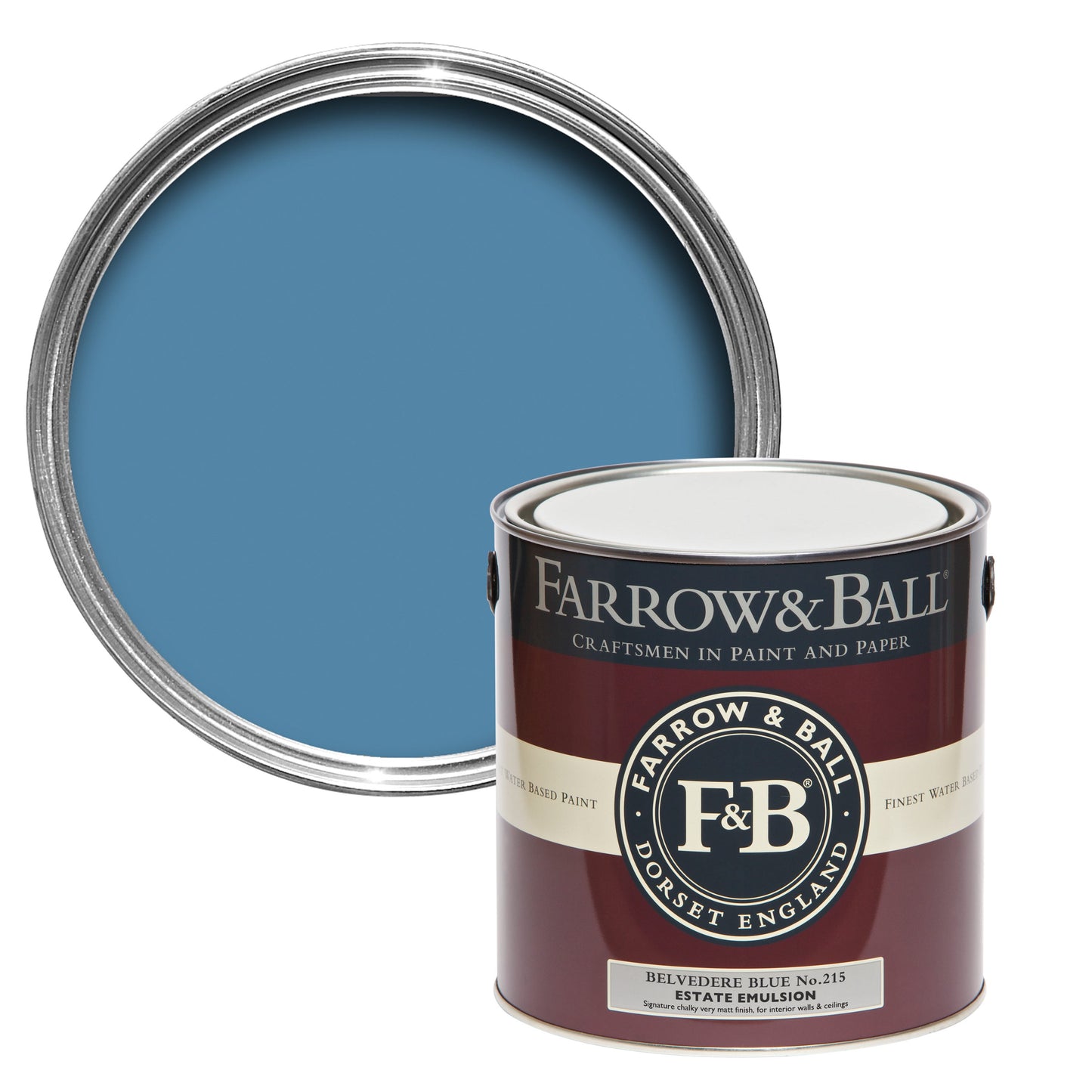 Farrow & Ball Belvedere Blue No. 215 - Casein Distemper 2.5L