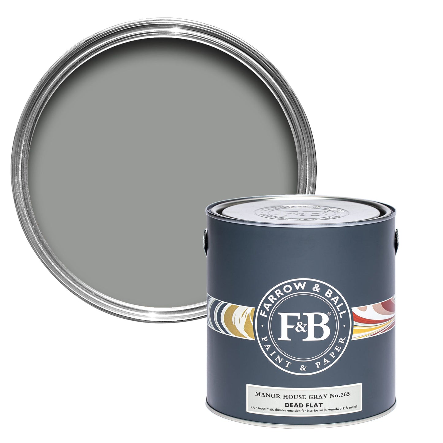 Farrow & Ball Manor House Gray No. 265 - Dead Flat 2.5L