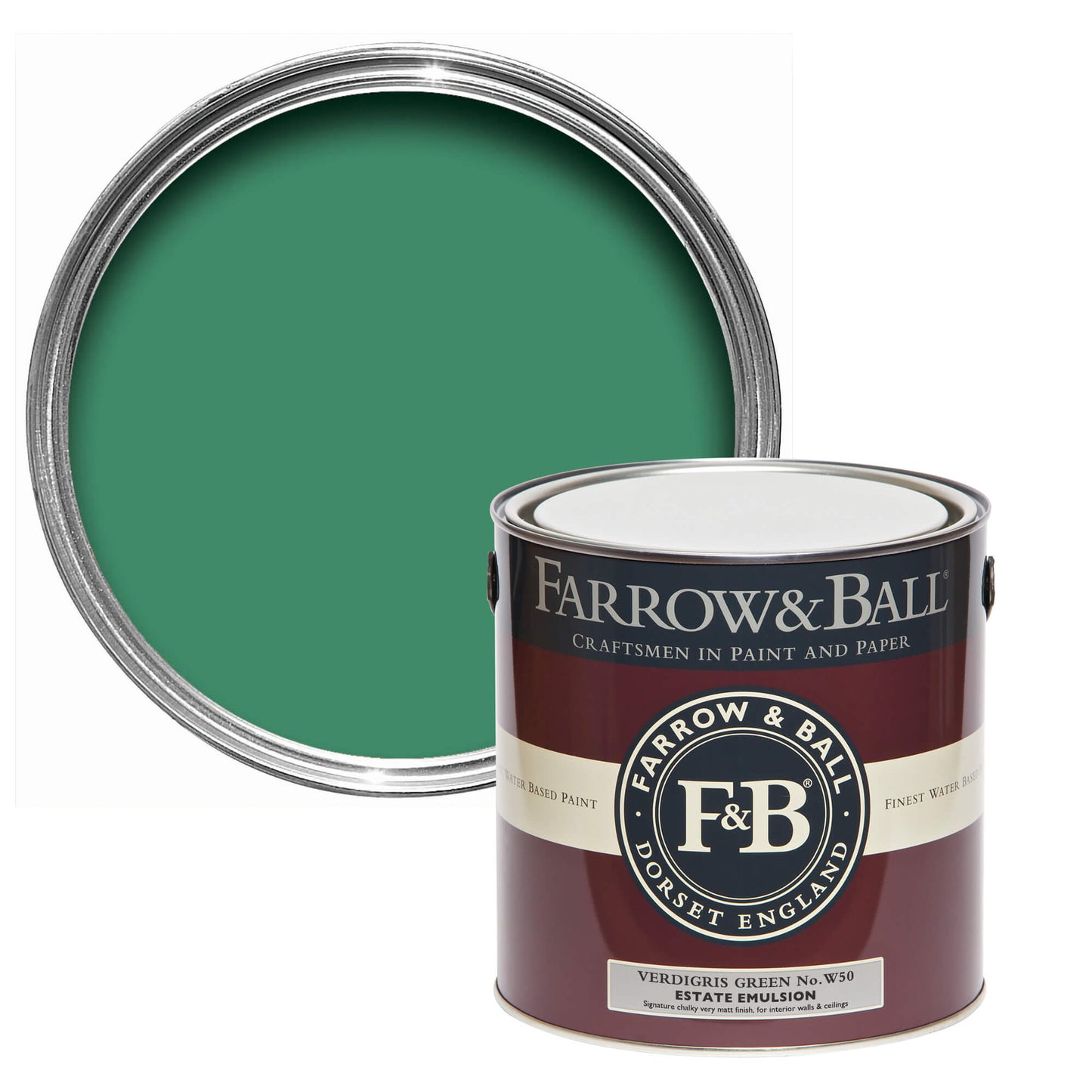 Farrow & Ball Verdigris Green No. W50 - Estate Emulsion 5L