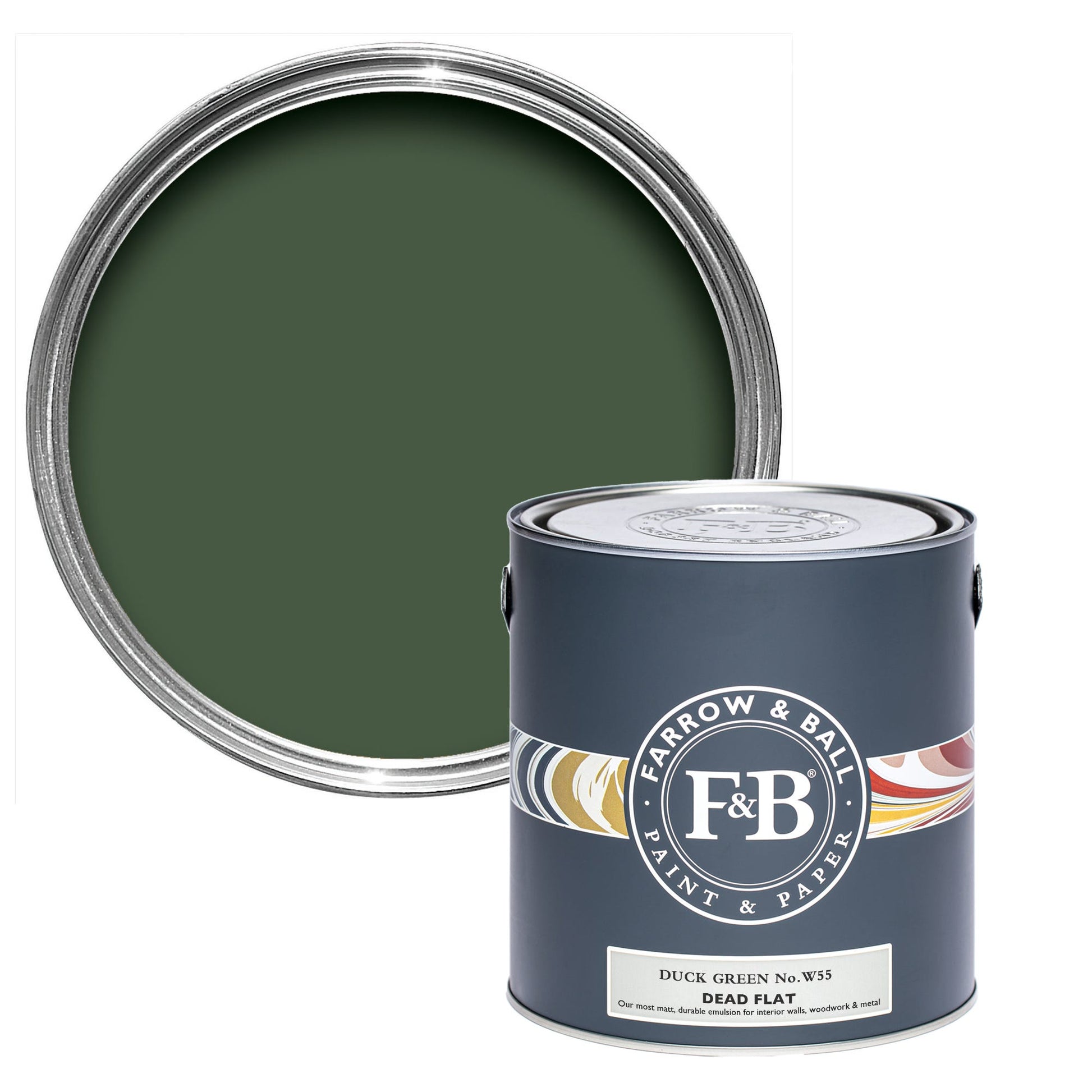Farrow & Ball Duck Green No. W55 - Dead Flat 5L