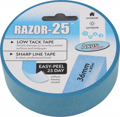 Bespoke Decor Axus Decor Razor-25 Low Tack Masking Tape (48mm x 40m) paint