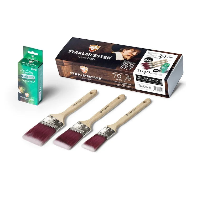 Staalmeester Staalmeester 2040 Exquisite Pearl Brush Set 3 Pack + FREE PACK OF MINI ROLLER SLEEVES paint