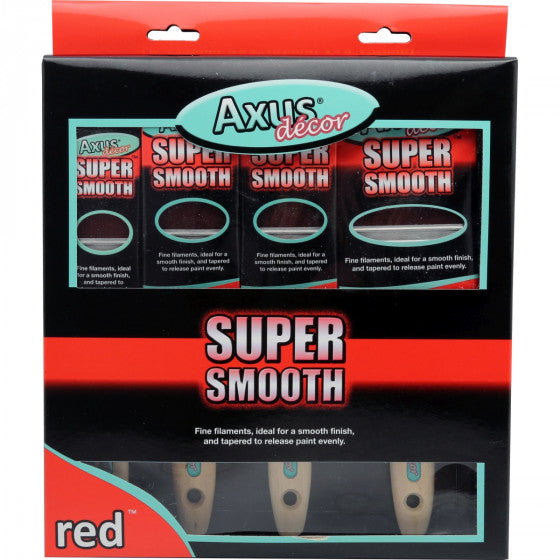 Bespoke Decor (Red) Super Smooth Brush Set 4 Piece (1.5", 2 x 2", 3") paint
