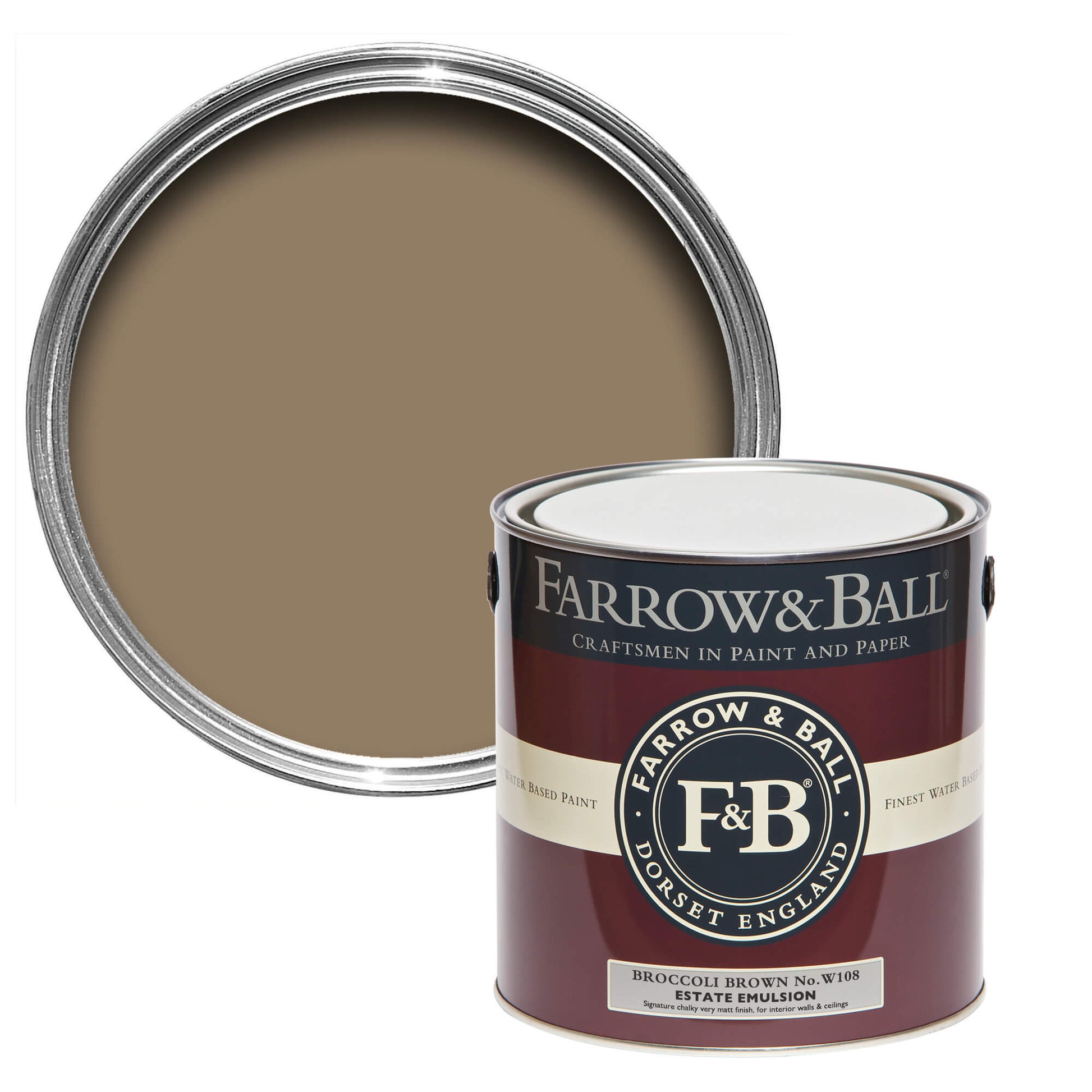 Farrow & Ball 2.5L Estate Eggshell Broccoli Brown No.W108 paint